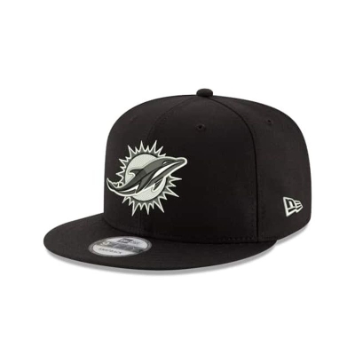 Black Miami Dolphins Hat - New Era NFL 9FIFTY Snapback Caps USA7592041